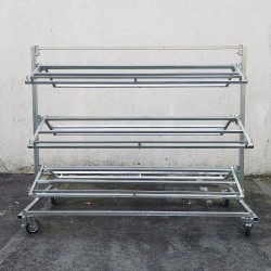 PORTE CAGETTES 3 ÉTAGES A ROULETTES DOUBLE CAG001 Accueil