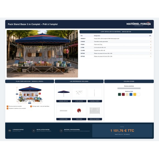 Pack Stand Bazar 3 m Complet – Prêt à l'emploi | Matériel Forain